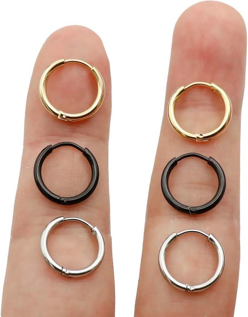 EACHLP Unisex 18K Real Gold Plating Surgical Steel Sleeper Tiny Hoop Earrings,Nose Ring Septum Ring Helix Ring Daith Ring Lip Ring Nipple Ring Snug Ring Rook Ring Body Piercing Jewelry - Image 1